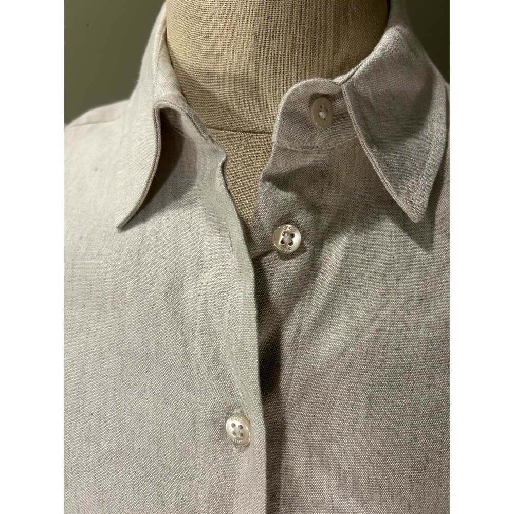 Staud Joan Beige Stretch Linen Blend Maxi Shirt Dress Womens Sz 10 Button Up - Picture 2 of 12